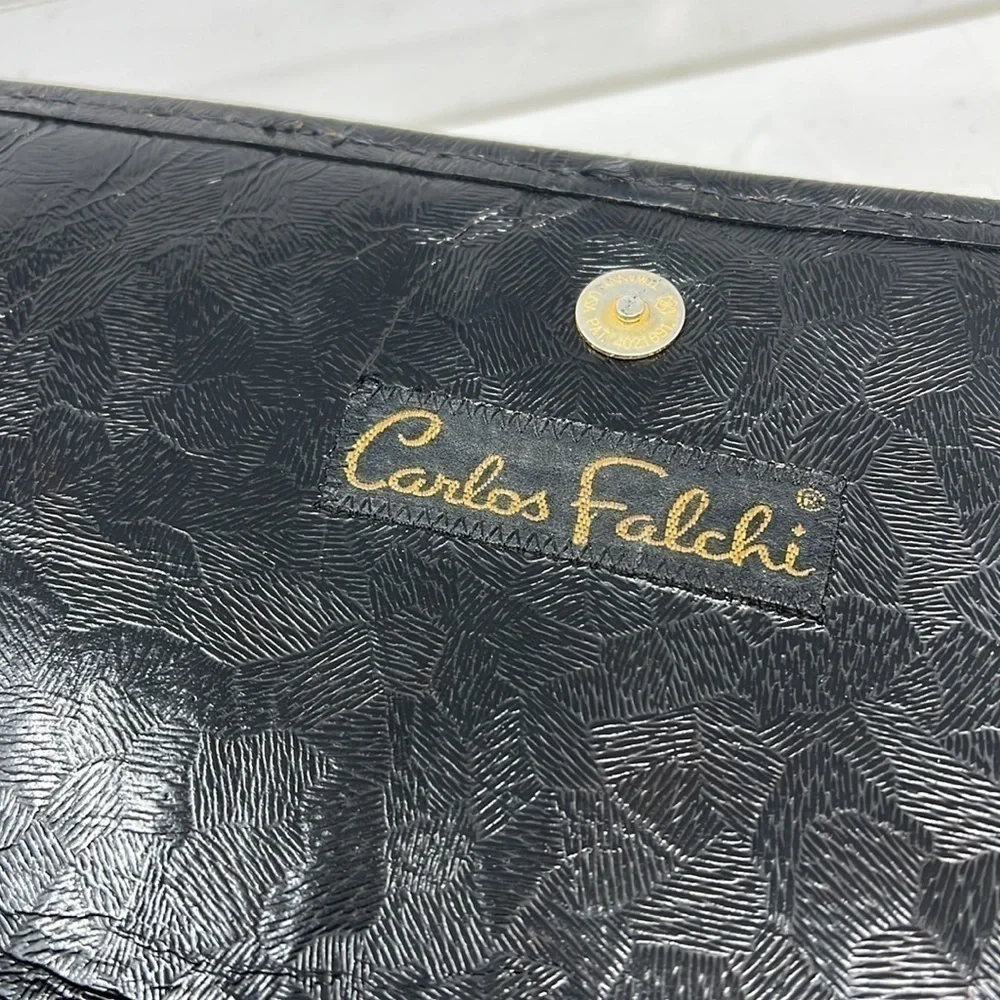 Carlos Falchi Mixed Exotic Lizard, Ostrich Snap Envelope Clutch Shoulder Bag